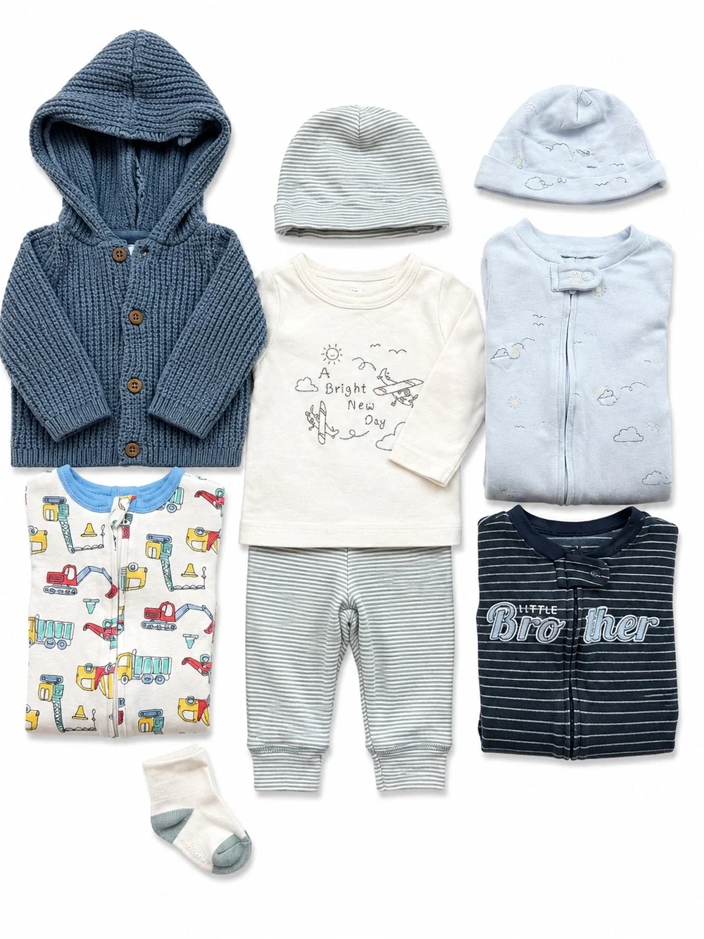Baby Boy 3 Month Clothing Bundle Sleepers Cardigan Outfit Set hat Pajamas